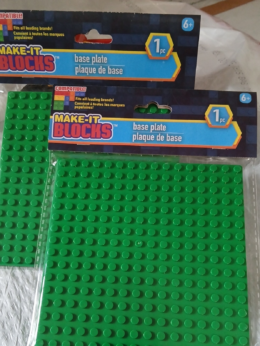 Make-It Blocks (2) Green Base Plates - Compatible Building Base 5x5 Inches